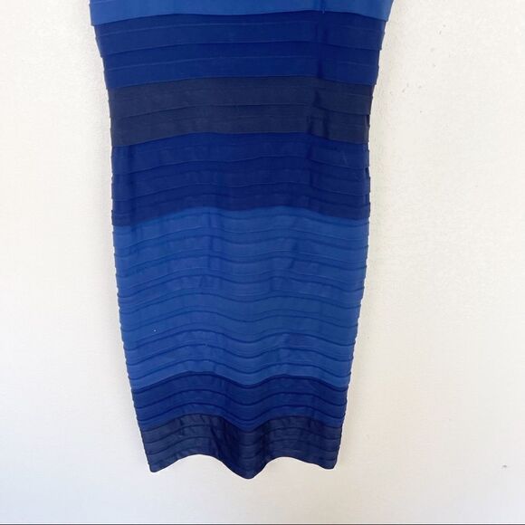 Tadashi Navy Tiered Layered Cocktail Mini Dress Size Small - Picture 3 of 7